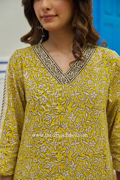 "Saaz" Bagru Cotton Kurta Set with Kota Doria Dupatta (3pc)