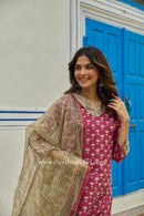 "Gulbaan" Bagru Cotton Kurta Set with Kota Doria Dupatta (3pc)