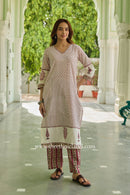 Miraya Hand Block Printed White Cotton Kurta