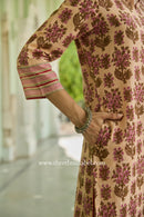 Nusrat Hand Block Printed Peach Cotton kurta