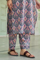 "Badal" Hand Block Printed Grey Cotton kurta
