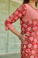 Charu Hand Block Printed Red Cotton Kurta
