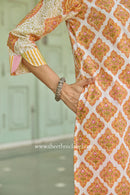 Kesari Hand Block Printed Cream Cotton kurta