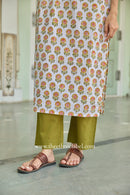 Rajasvi Hand Block Printed White Cotton Kurta