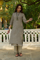 "Noira" Hand Block Printed Bagru Black Cotton kurta