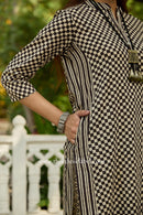 "Noira" Hand Block Printed Bagru Black Cotton kurta