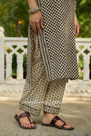 "Noira" Hand Block Printed Bagru Black Cotton kurta