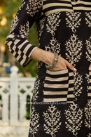 "Antra" Hand Block Printed Black Cotton kurta