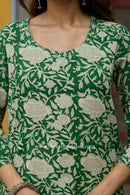 "Panna" Hand Block Printed Bagru Green Cotton kurta