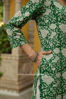 "Panna" Hand Block Printed Bagru Green Cotton kurta
