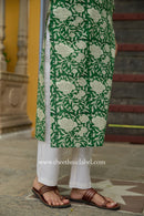 "Panna" Hand Block Printed Bagru Green Cotton kurta