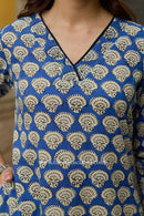 Sugandha Hand Block Printed Blue Cotton kurta