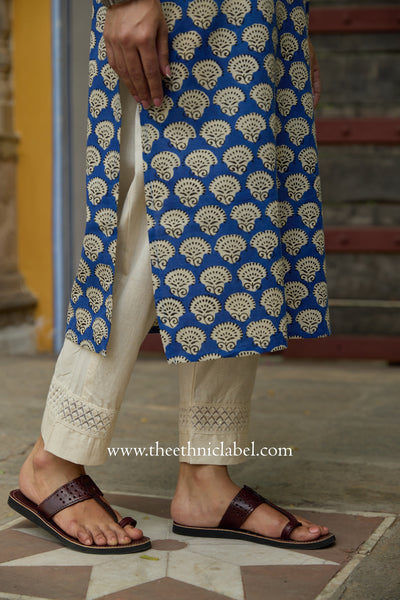 Sugandha Hand Block Printed Blue Cotton kurta