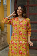 Nirupa Printed Yellow Cotton Kurta