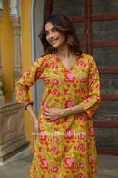Nirupa Printed Yellow Cotton Kurta