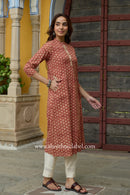 Rutvi Hand Block Printed Bagru Cotton kurta