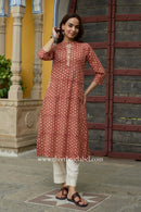 Rutvi Hand Block Printed Bagru Cotton kurta