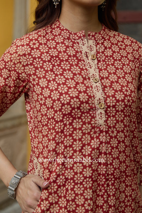 Rutvi Hand Block Printed Bagru Cotton kurta