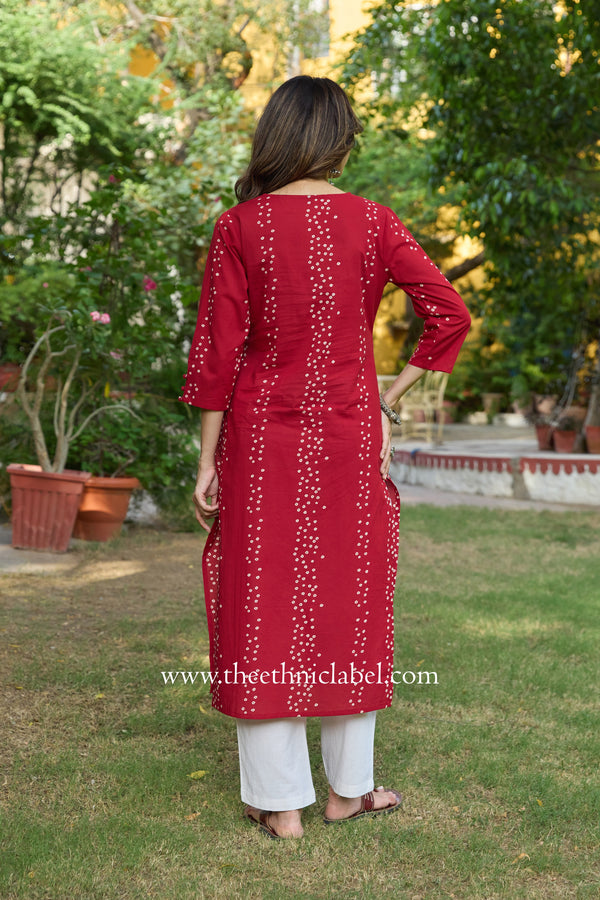 "Rudraa" Embroidered Bandhani Printed Cotton kurta