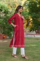 "Rudraa" Embroidered Bandhani Printed Cotton kurta