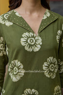 "Reena" Embroidered Green Cotton kurta