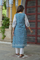Shaanvi Hand Block Printed Blue Cotton kurta
