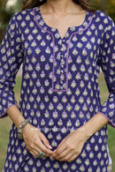 Mairaa Hand Block Printed Purple Cotton kurta