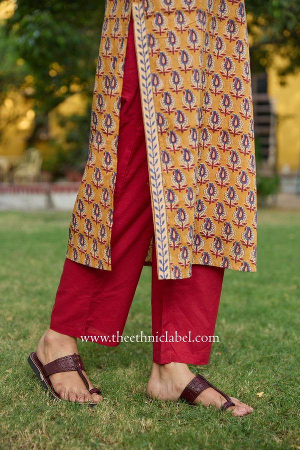 Nistha Printed Yellow Cotton Kurta