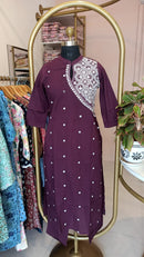 "Roohani" Burgundy Chikankari Kurta Set(2pc)