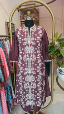 "Farzana" Mauve Hand Embroidered Kurta Set(2pc)