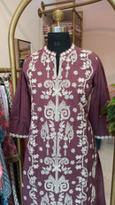 "Farzana" Mauve Hand Embroidered Kurta Set(2pc)