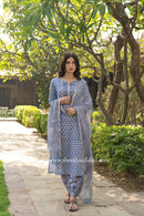 "Sharvari" Hand Block Printed Cotton Kurta Set - 3 pc