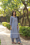 "Sharvari" Hand Block Printed Cotton Kurta Set - 3 pc