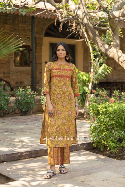 "Dhriti" Hand Block Printed Cotton Co-ord Set- 2 pc