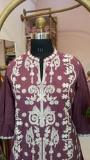 "Farzana" Mauve Hand Embroidered Kurta Set(2pc)