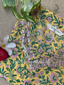 "Komal" Hand Embroidered Block Printed Cotton kurta