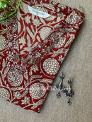 "Bindu" Hand Embroidered Block Printed Cotton kurta