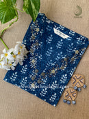 "Alara" Hand Embroidered Block Printed Cotton kurta