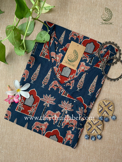 "Shaamil" Jhanrokha Angrakha Cotton Kurta- Big size