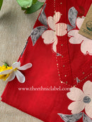 "Seema" Red Floral Cotton kurta