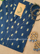 Dark Blue "Ikat" Kantha Cotton Kurta