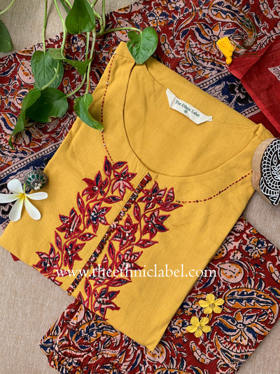 "Urusa" Cotton Kurta Set with Kota Doria Dupatta(3pc)