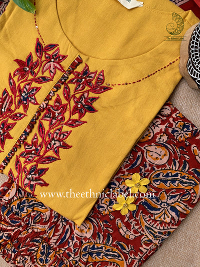 "Urusa" Cotton Kurta Set with Kota Doria Dupatta(3pc)