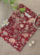 "Naqsh" Hand Embroidered Block Printed Red Cotton kurta