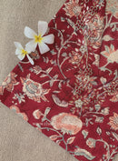 "Naqsh" Hand Embroidered Block Printed Red Cotton kurta