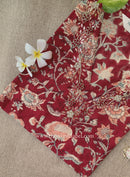 "Naqsh" Hand Embroidered Block Printed Red Cotton kurta