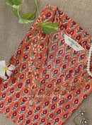 "Jhalak" Hand Embroidered Block Printed Orange Cotton kurta