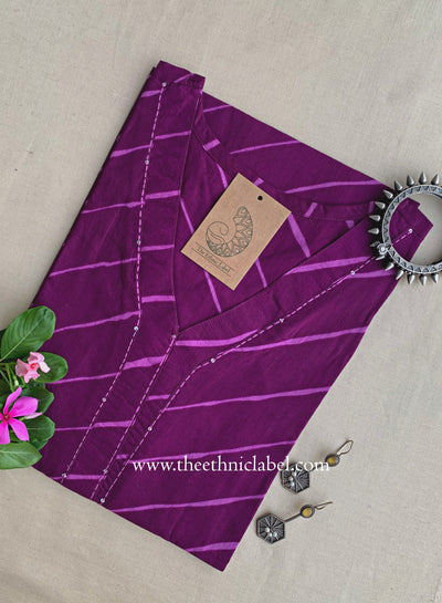 "Ruhana" Bandhani Kantha Cotton Kurta