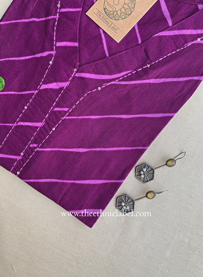 "Ruhana" Bandhani Kantha Cotton Kurta