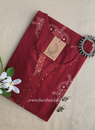 "Sutika" Bandhani Buttoned Cotton Kurta